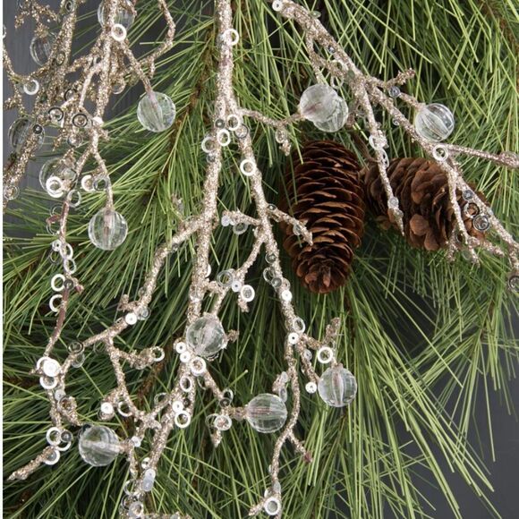 NWT New Direct Import 42" Platinum Silver Metallic Sequin Beaded Jewel Branches - Picture 5 of 12